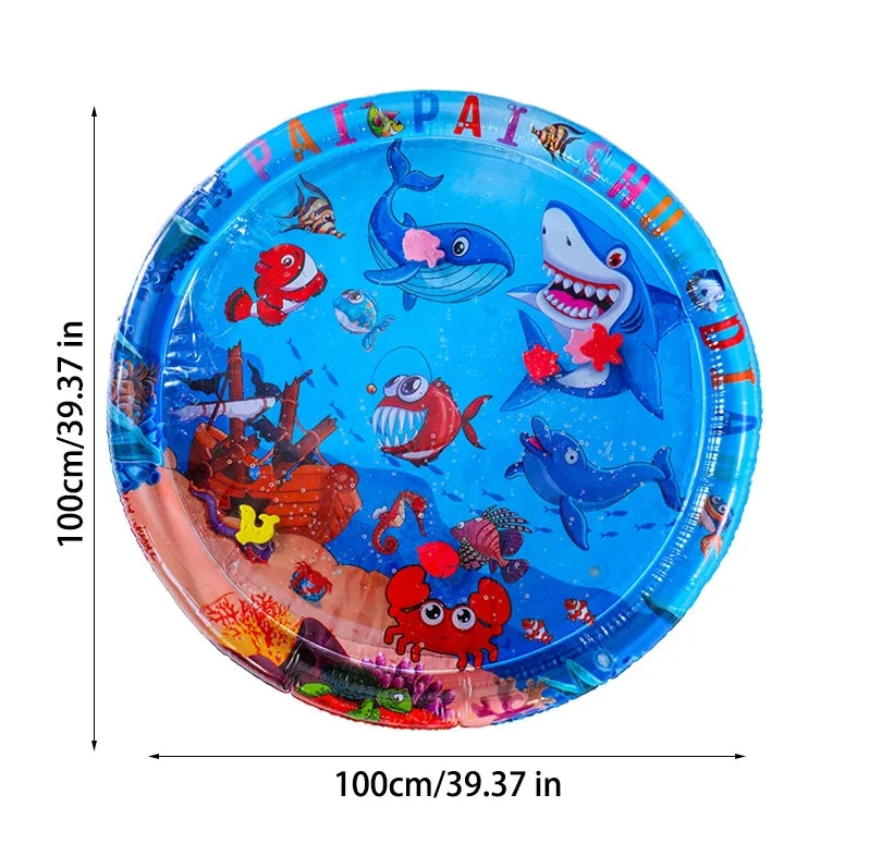 Tapis de piscine gonflable pour chat avec motif de vie marine - Jeu interactif d'inflation d'eau pour grimper et résoudre des puzzles, tapis d'activité pour animaux de compagnie en PVC durable non électrique pour chats de taille moyenne, utilisation intérieure/extérieure, jouet pour chat, design ludique, facile à nettoyer, propriétaires de chats, sans batterie